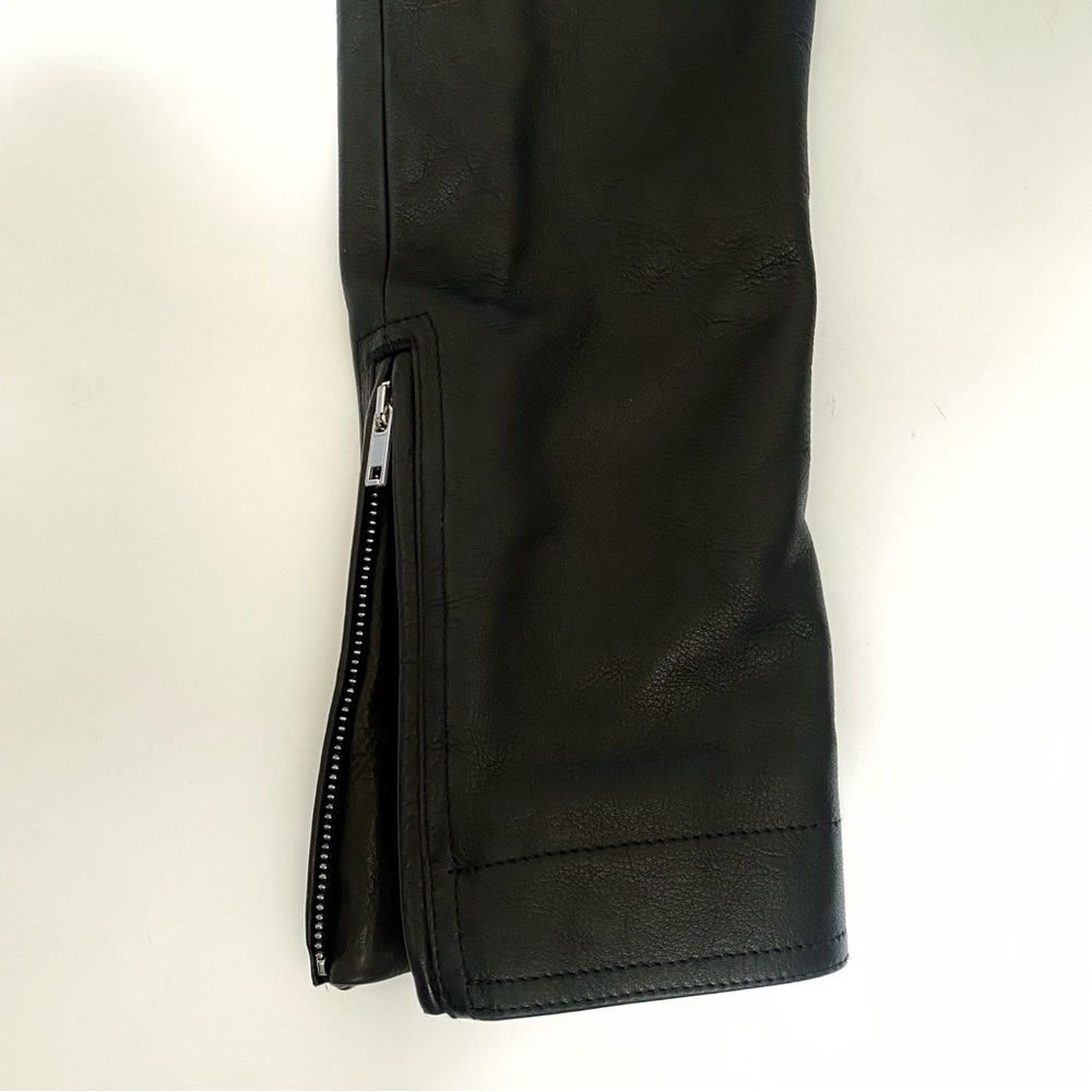 RICK OWENS BLACK LEATHER SILVER ZIP UP MOTORCYCLE MOTO BIKER JACKET - Picture 11 of 16